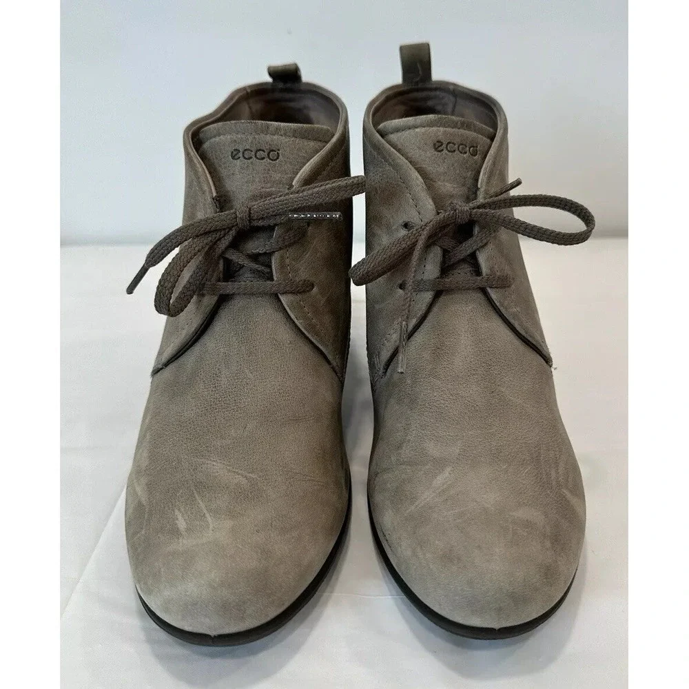 ECCO‎ Amber Sculptured Ankle Boot Gray Leather Lace Up / Womens 9